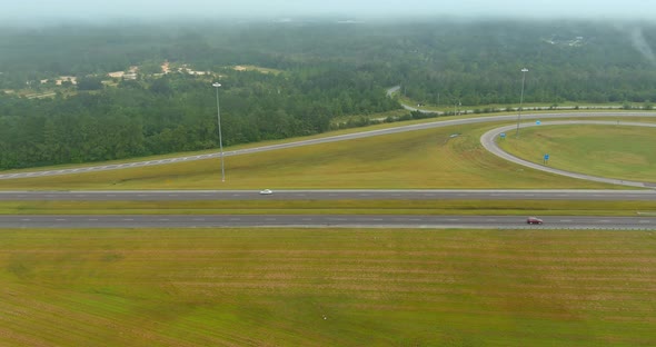 Early Morning Landscape Foggy 65 Highway Near Satsuma Alabama Bridge Across