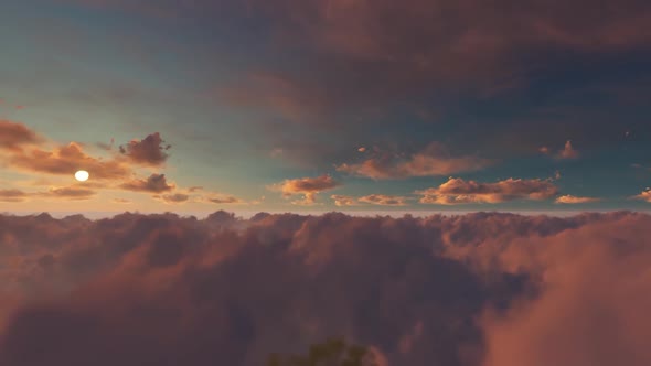 Fly Above Clouds Sunset Hd