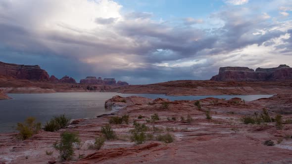 Timelapse over Lake Powell at Sunset