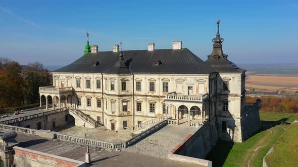 Aerial View of Haunted Castle of Pidhirtsi, Ukraine