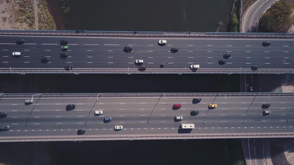 Top View of the Road Junction in the City