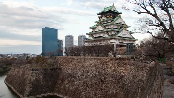 Osaka Samurai Castle Defence Fort on Day Timelapse