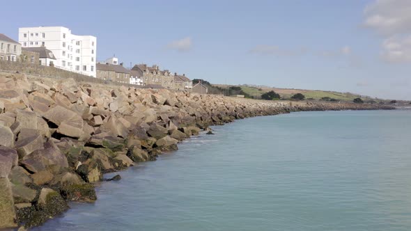 Sea Defence Walls Protecting the Land Along A Coastline