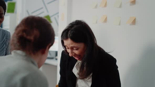 Close Up of Happy Woman Winning Game at Foosball Table