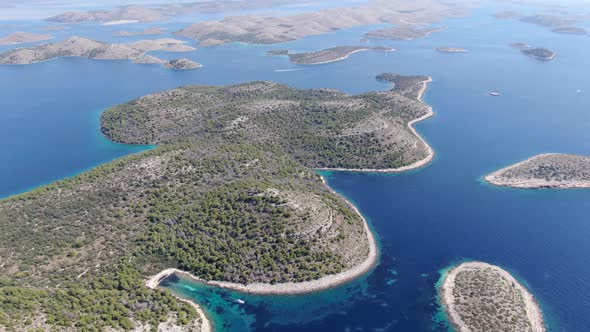 Telascica Nature Park and Kornati National Park in Croatia seen from the air