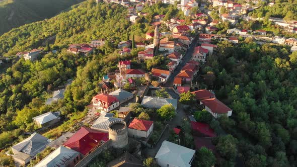 Aerial Drone Footage of the Signagi City of Love in Kakheti Region Georgia