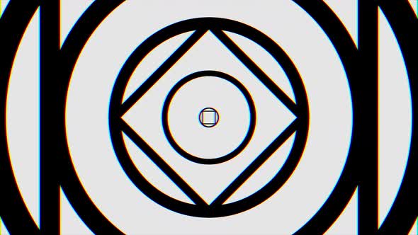 Kaleidoscope with animated monochrome lines and geometric shapes