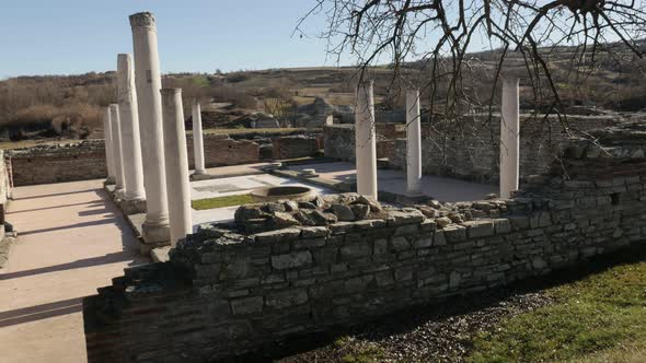 GAMZIGRAD, SERBIA - DECEMBER 25, 2017 Felix Romuliana palace ruins built by Roman Emperor Galerius. 