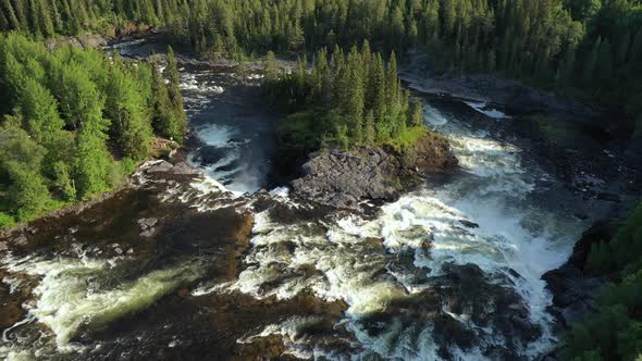 Ristafallet Waterfall in the Western Part of Jamtland