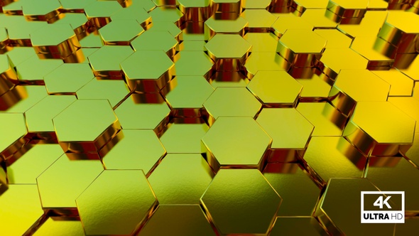 Rising And Falling Gold Hexagon Seamless Looping Background