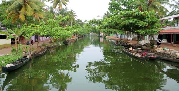 Everyday Scene In Kerala Backwaters