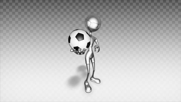 Silver 3D Man - Cartoon Show Footbal Ball