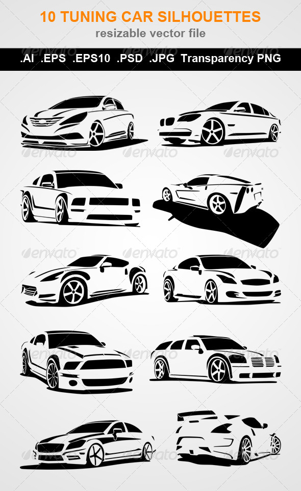 10 Tuning Car Silhouettes