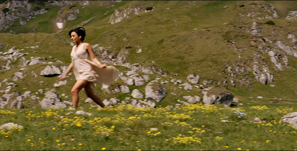 Girl Running In The Mountains