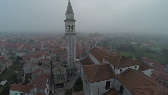  Aerial view of Vodnjan with the bell tower