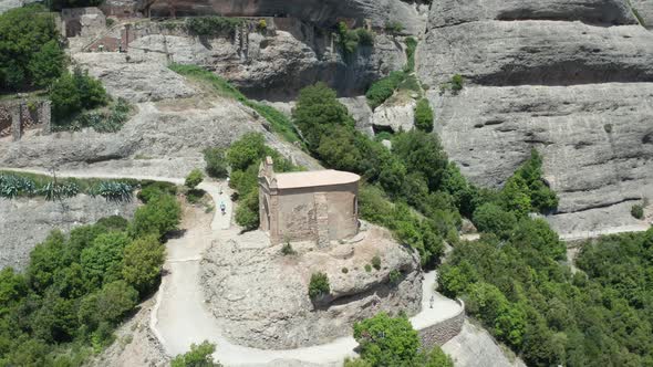 Aerial View of Ancient Temple on Cliff Top