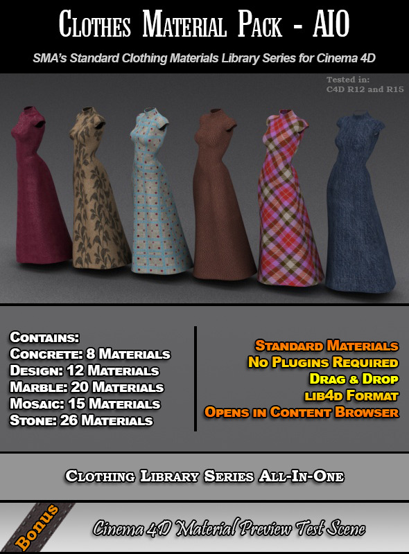 Standard Clothes Material Pack-AIO for Cinema 4D