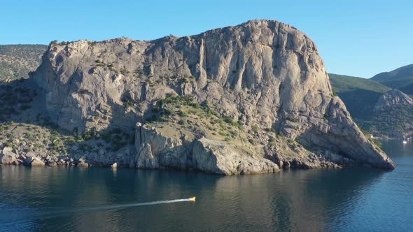 Aerial View of Moutains Rocks and Sea in Crimea