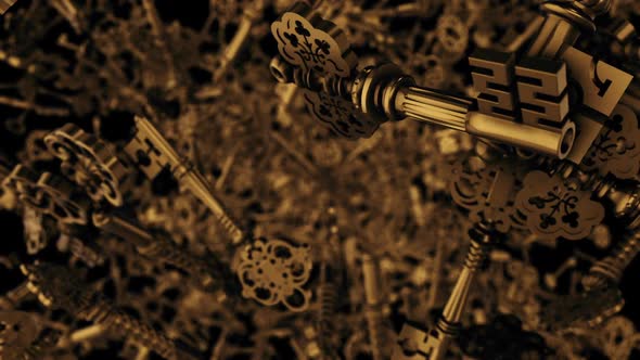 Golden Locks Or Golden Keys Floating In Air alt