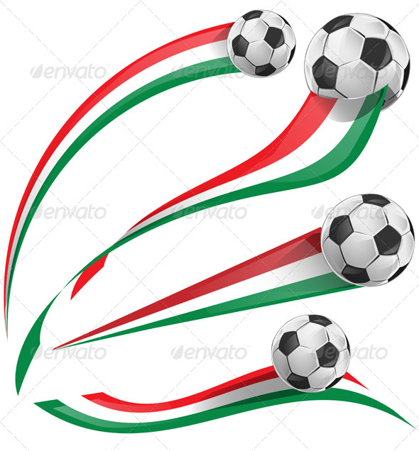 Italian Flag Set with Soccer Ball