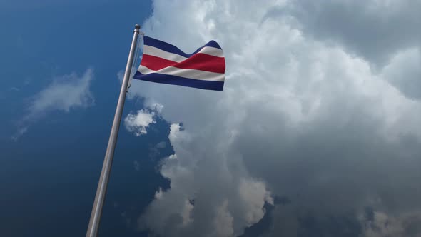 Costa Rica Flag Waving 4K