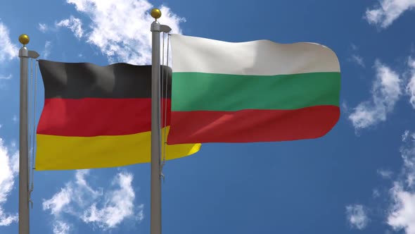 Germany Flag Vs Bulgaria On Flagpole