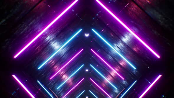 4K Square VJ Neon Tunnel