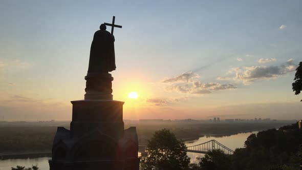 Monument To Vladimir the Great at Dawn in the Morning. Kyiv, Ukraine