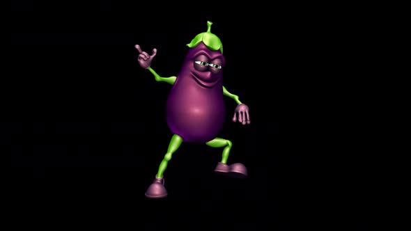 Fun Eggplant  Looped Dance with Alpha Channel and Shadow alt