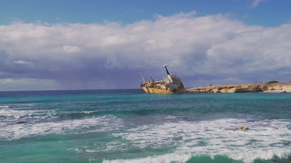 Cargo Vessel Edro III Shipwrecked Near Rocky Coast