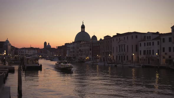 Boat sailing in Venice at Early morning, Italy