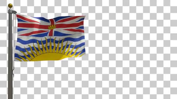 British Columbia Flag on Flagpole with Alpha Channel