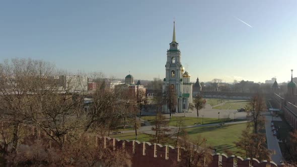 Magnificent View of the Bell Tower of the Assumption Cathedral and the Epiphany Cathedral of the