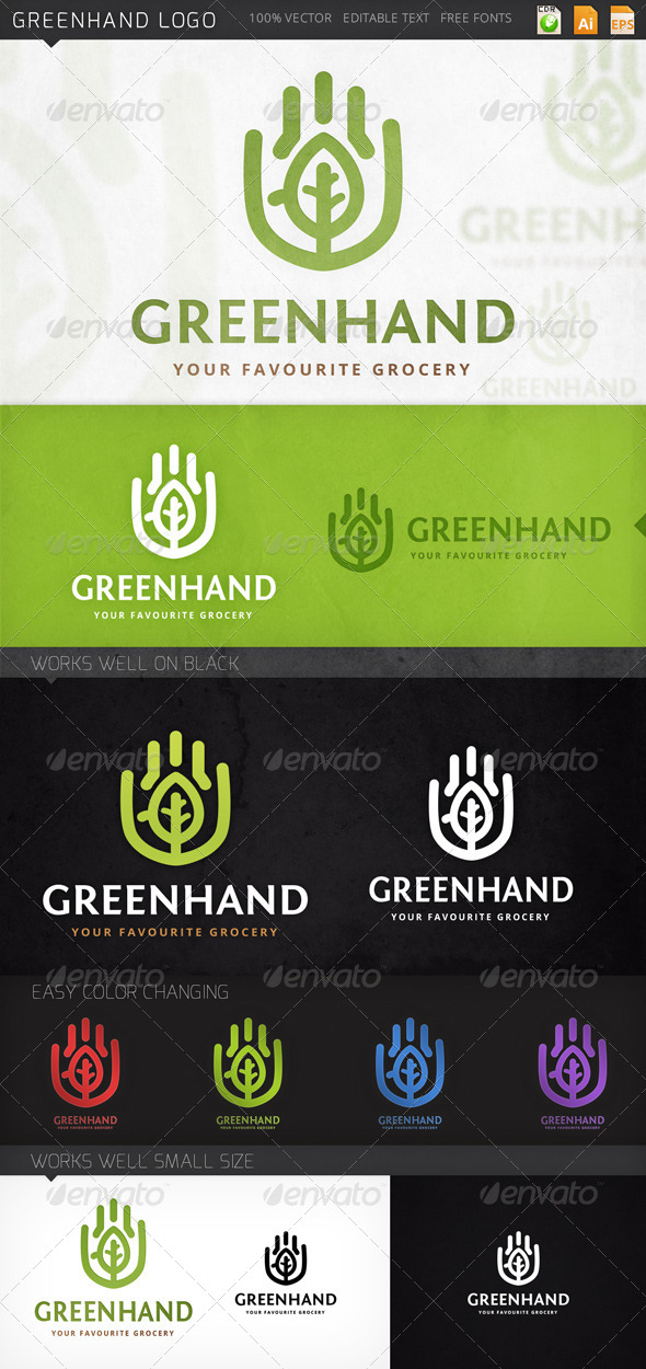 Greenhand Leaf Hand Logo Template