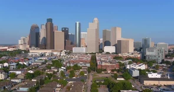 Aerial of downtown Houston and surrounding area