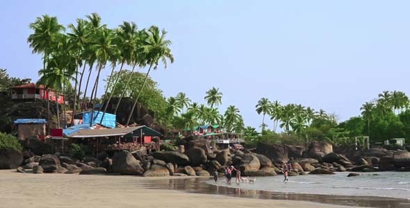 Colourful Bungalows In Resort On Sandy Beach