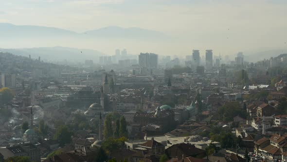 Pan right view of Sarajevo