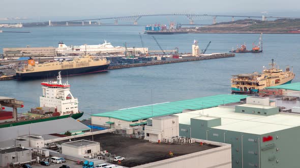 Tokyo Container Terminal Day Japan Time Lapse