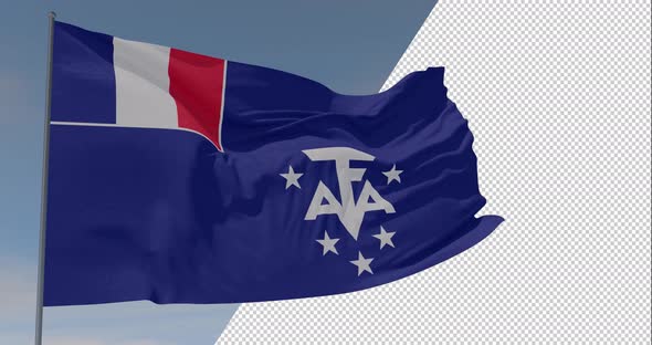 flag French Southern and Antarctic Territories patriotism national , seamless loop, alpha channel