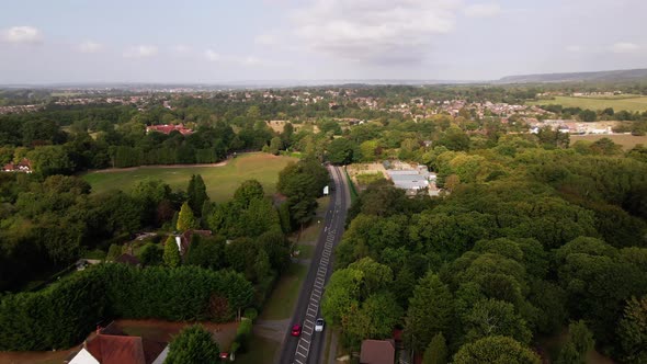 United Kingdom (UK) Kent countryside drone footage, aerial footage. Beautiful trees, sunrise, sunset