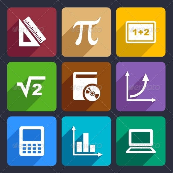 Mathematics Flat Icons Set 52