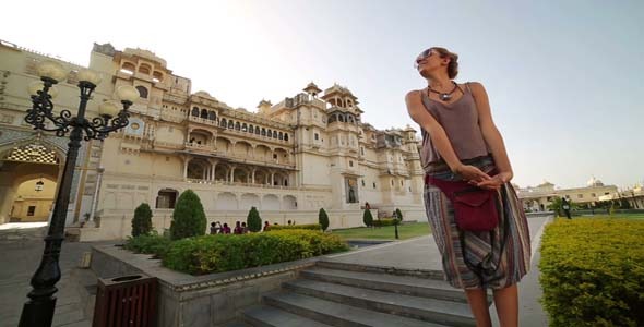 Female Tourist At City Palace, Udaipur