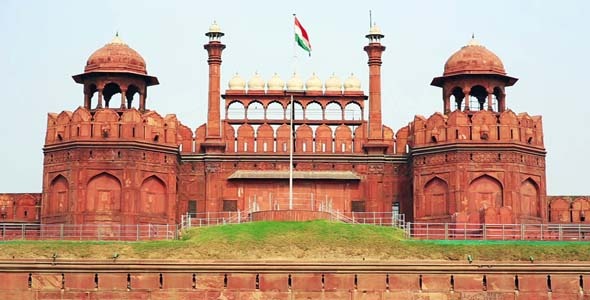 Majestic Facade Of Red Fort In Old Delhi