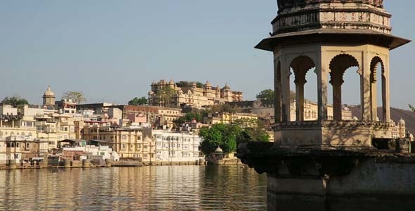 View Of Udaipur, Rajasthan Rising From Above Water