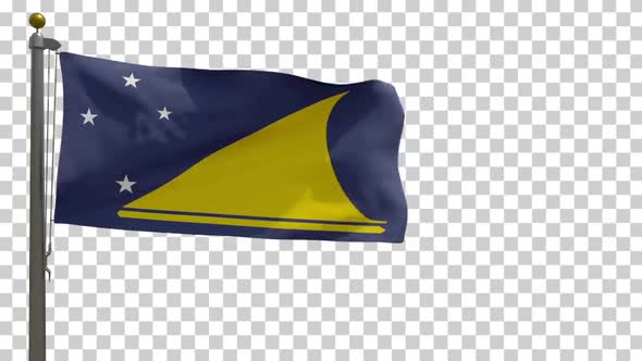 Tokelau Flag (New Zealand) on Flagpole with Alpha Channel - 4K
