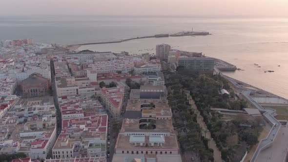 Aerial view the Cadiz coastline