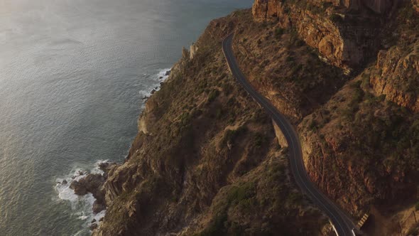 Aerial View of Coastal road on the cliff.