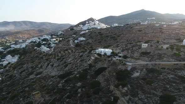 Island of Ios in the Cyclades in Greece from the sky