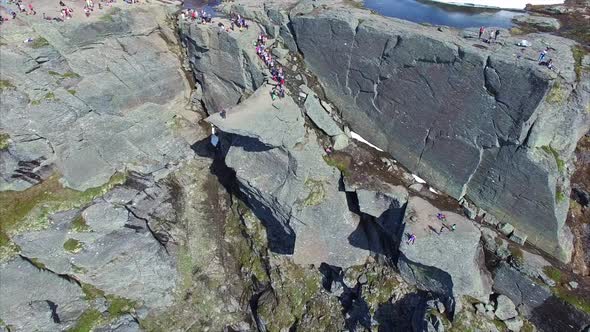 Flying high above Trolltunga rock in Norway
