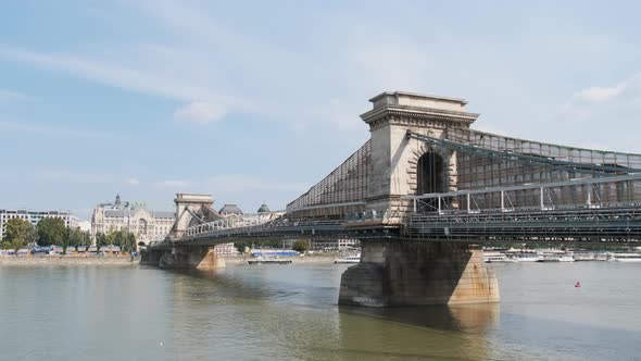 Panorama of Budapest View of the Chain Bridge Over the Danube River Hungary